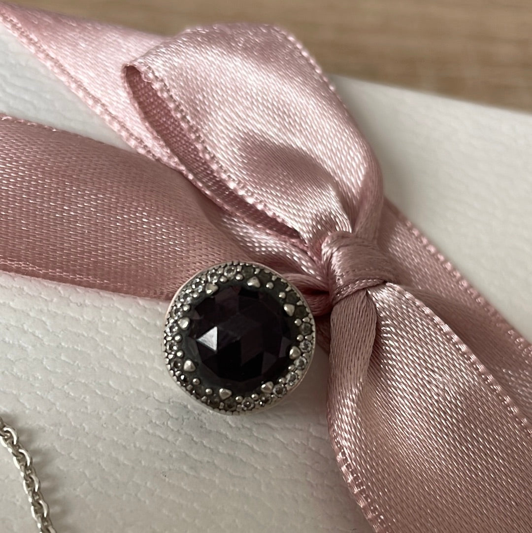 Genuine Pandora Large Stone Pave Purple Radiant Hearts Charm