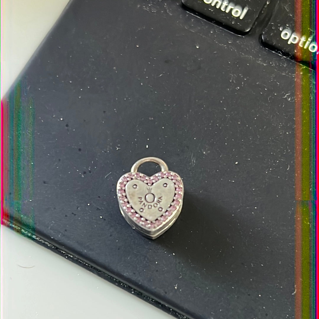 Genuine Pandora Padlock Pink Pave Clip