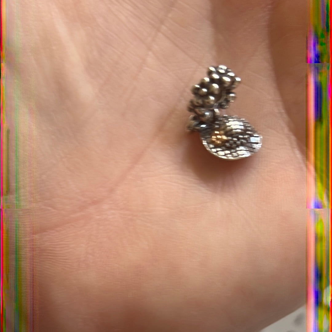 Genuine Pandora Two Tone Garden Hat with Gold Flower VERY RARE HTF