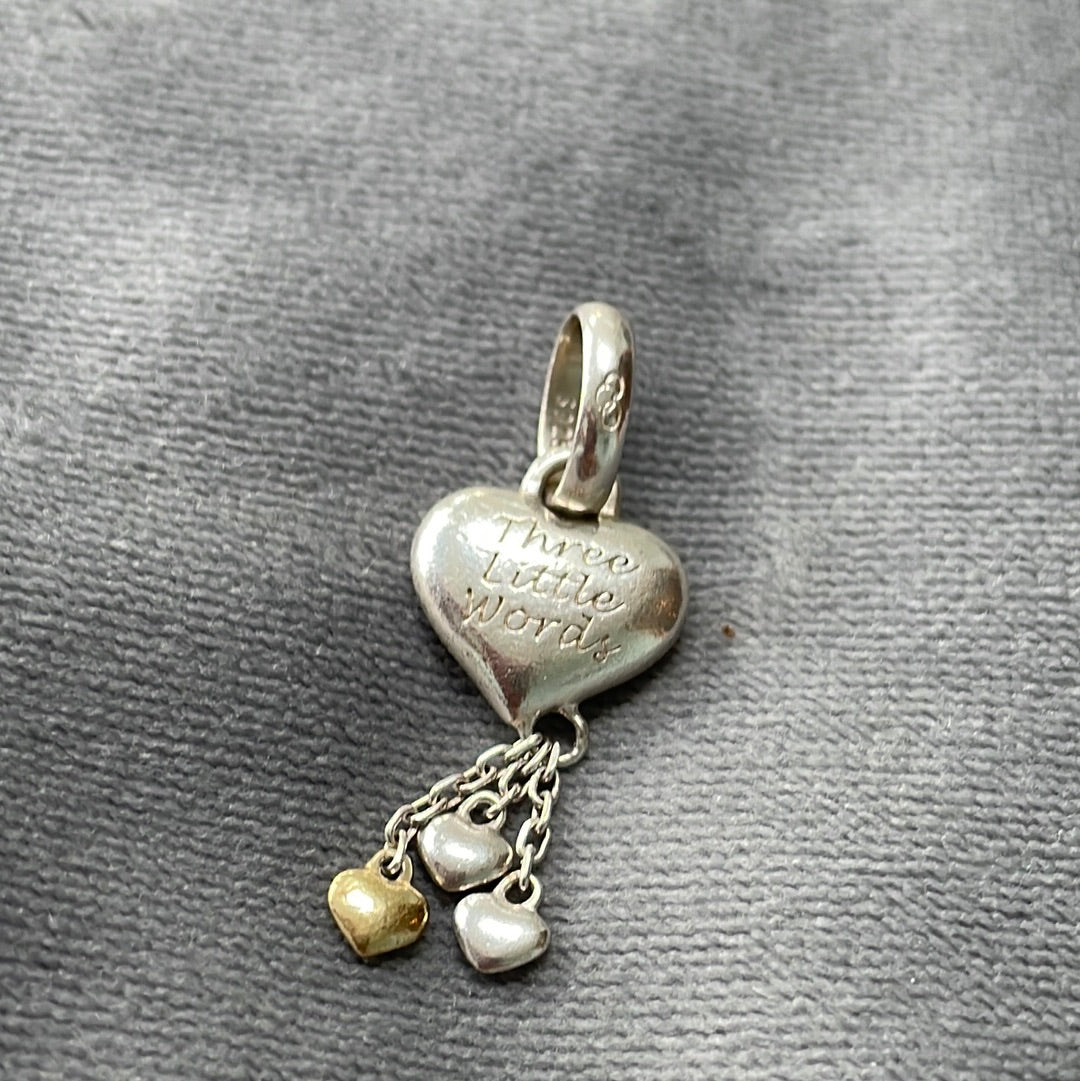 Genuine Links of London Heart “Three little words” Charm fits on Sweetie Bracelet