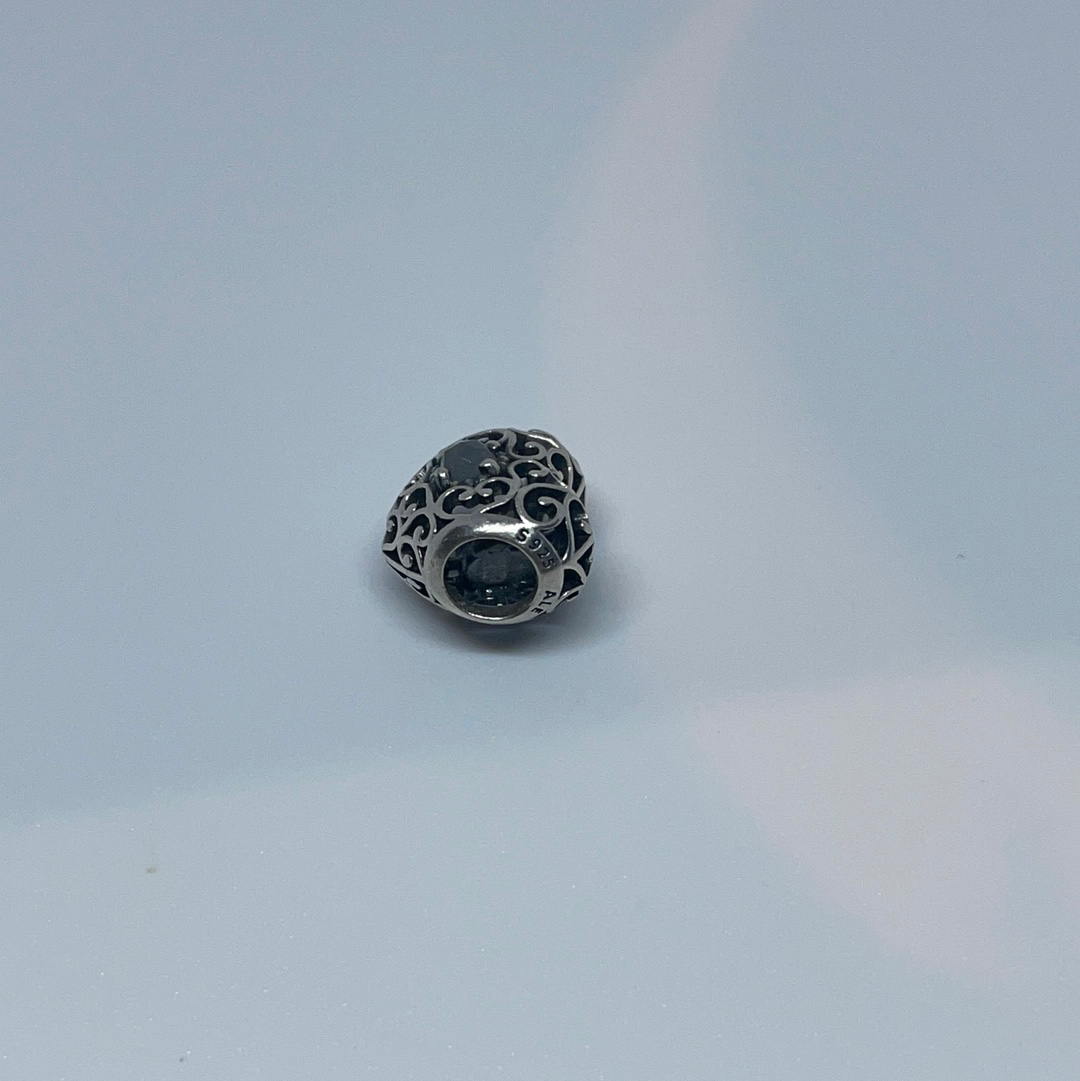 Genuine Pandora Dark Grey Birthstone Heart