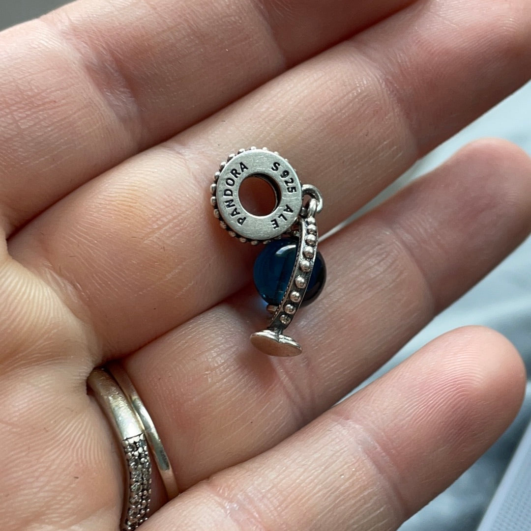 Genuine Pandora Beautiful World Globe Spinning Dangle Charm