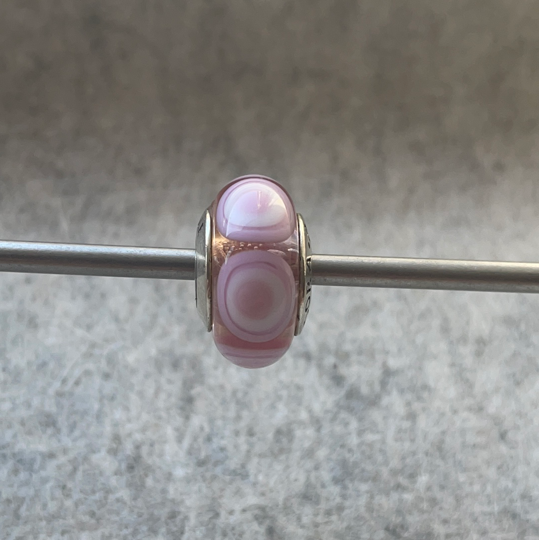 Genuine Pandora Pink and Clear Large Polka Dot Murano Glass Charm