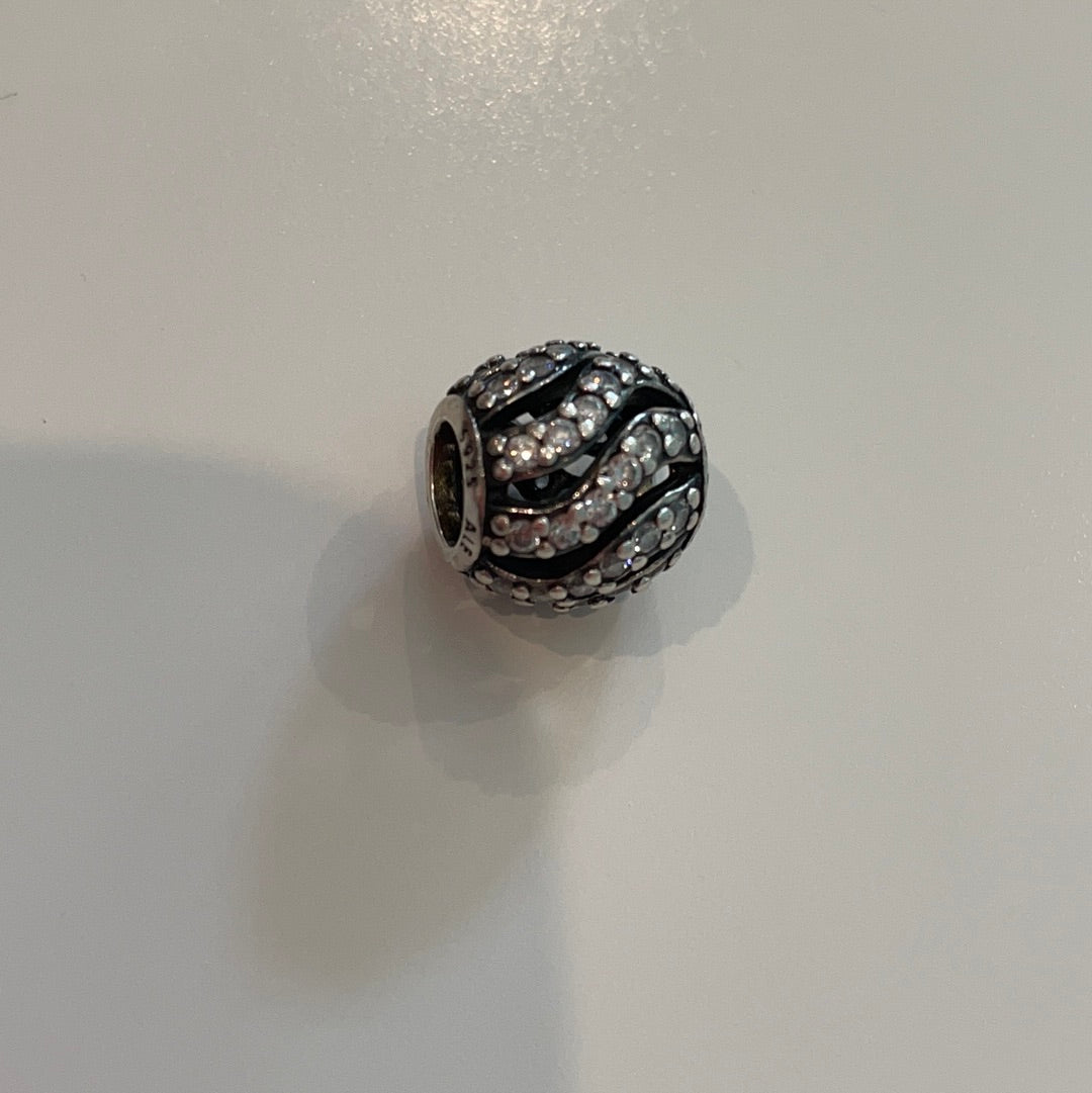 Genuine Pandora Pave Swirl Charm Wavy Line