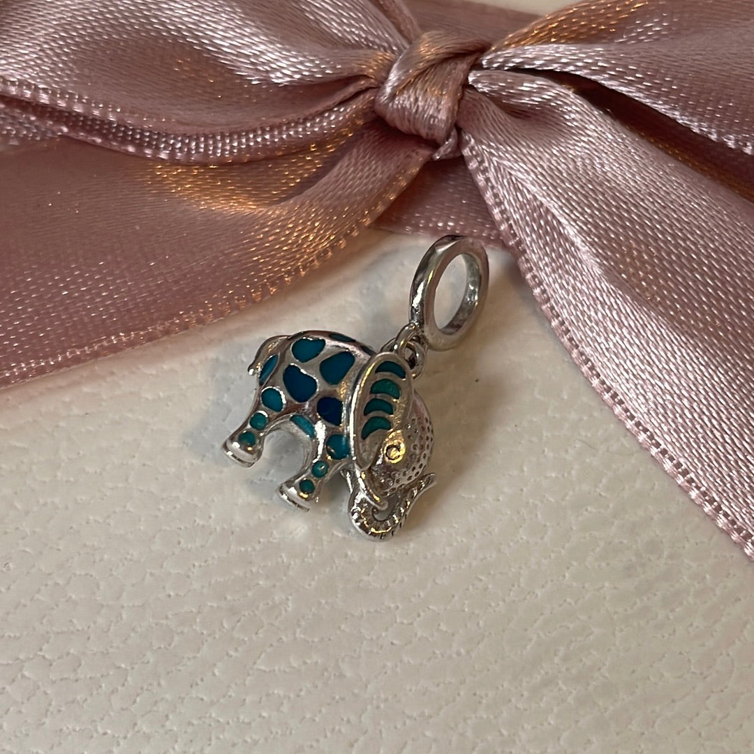 Sterling Silver Enamel Elephant Charm