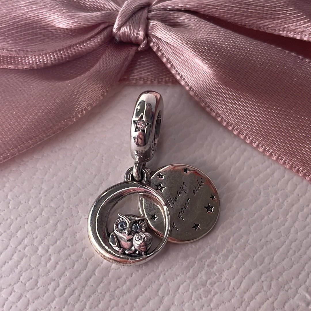 Genuine Pandora Always By Your Side Owl and Baby Dangle