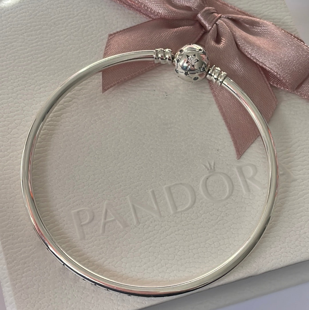 Genuine Pandora Pave Starry Night Stars & Galaxy Bangle Size...