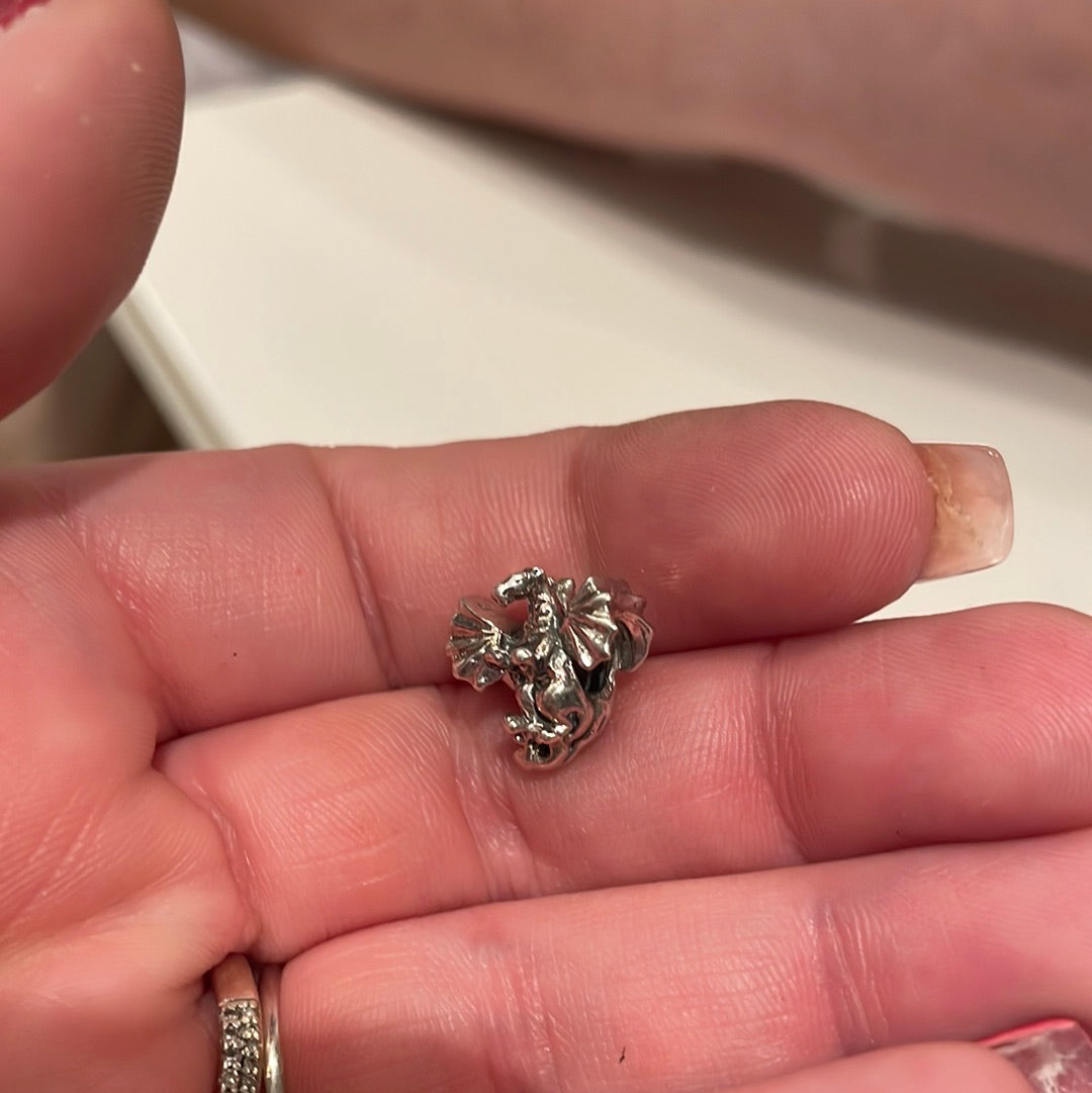Sterling Silver Pair of Dragon Dangle Charms