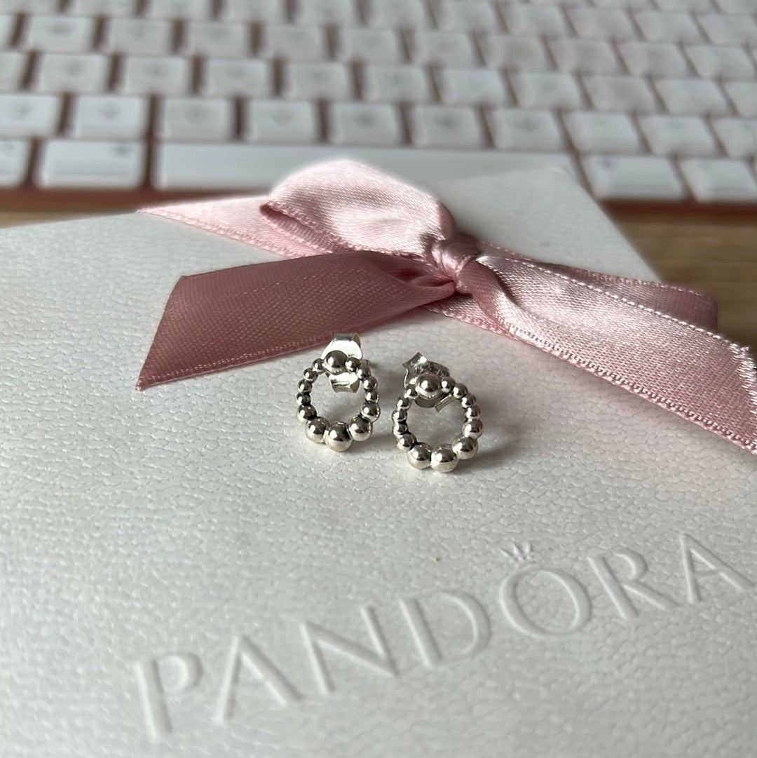 Genuine Pandora Beaded String of Beads Ball Earrings Studs
