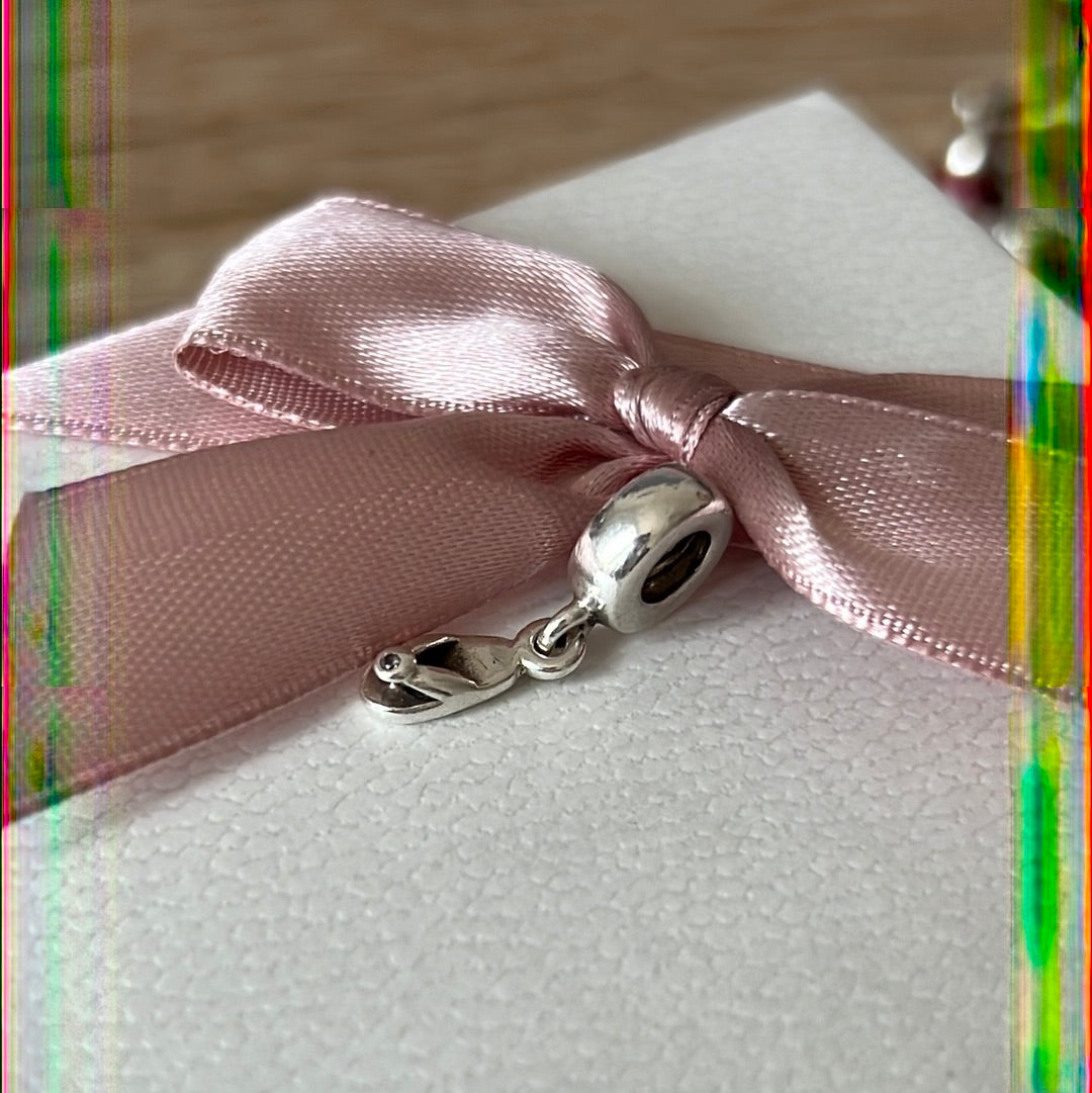 Genuine Pandora Flip Flop Summer Charm With Pink Stone