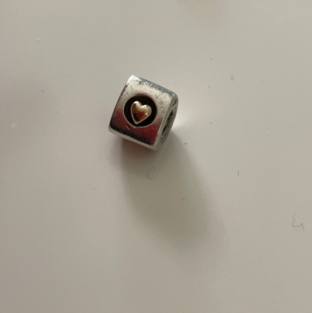 Genuine Pandora Two Tone Heart Triangular Charm