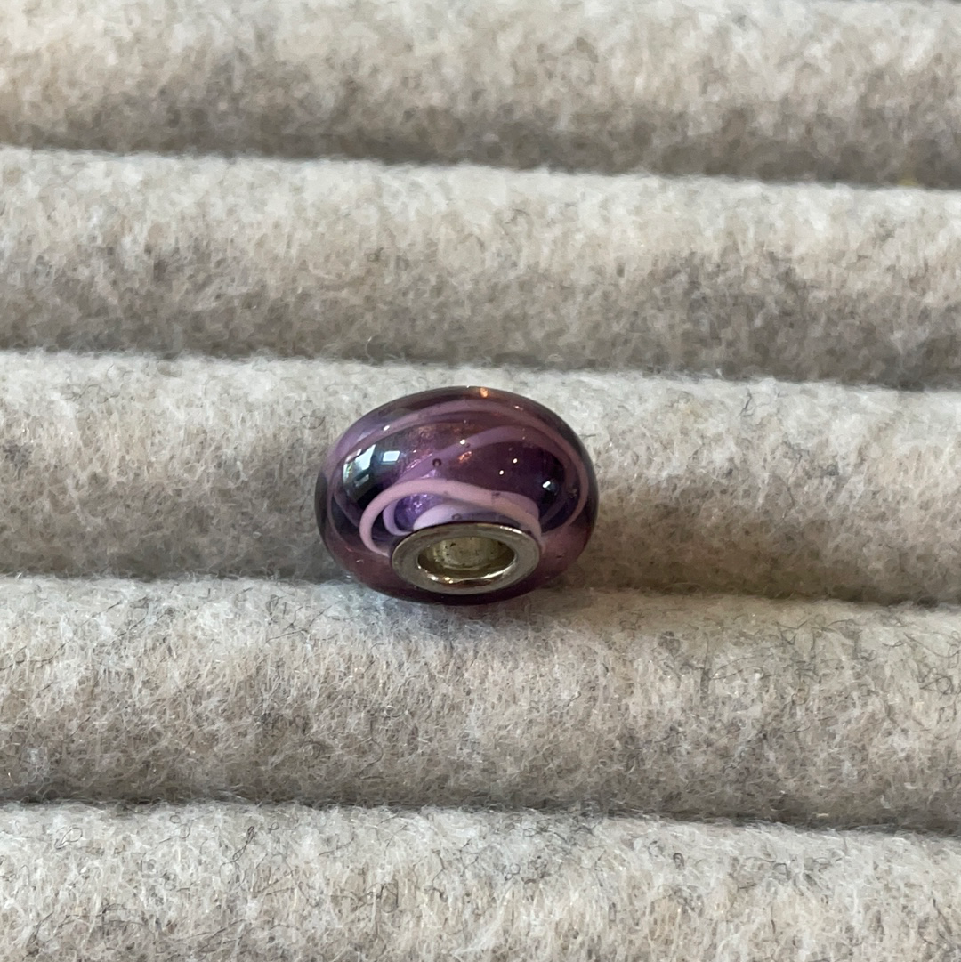Genuine Chamilia Purple Line and Bubble Murano Charm
