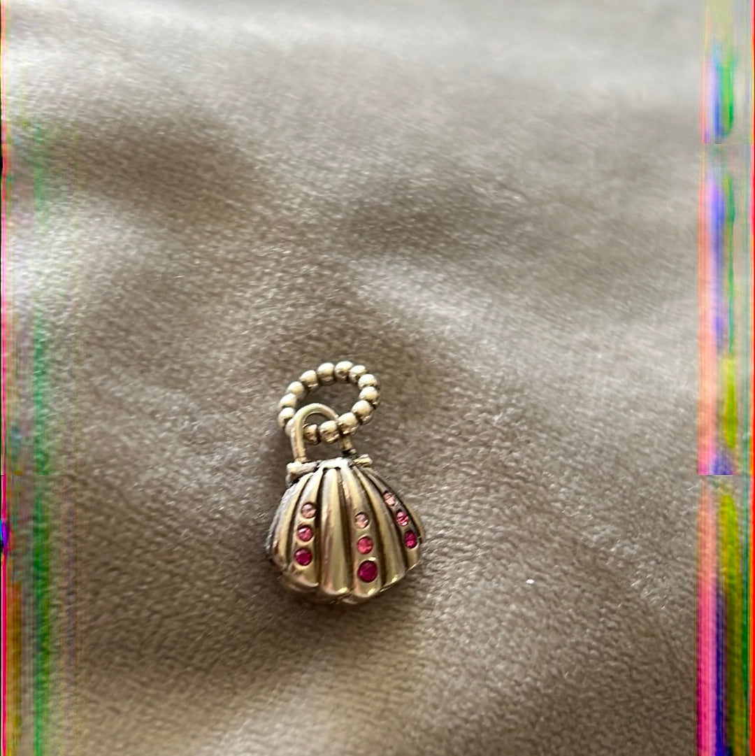 Genuine Chamilia Disney Ariel Pink Enamel Sea Shell CZ Dangle Charm