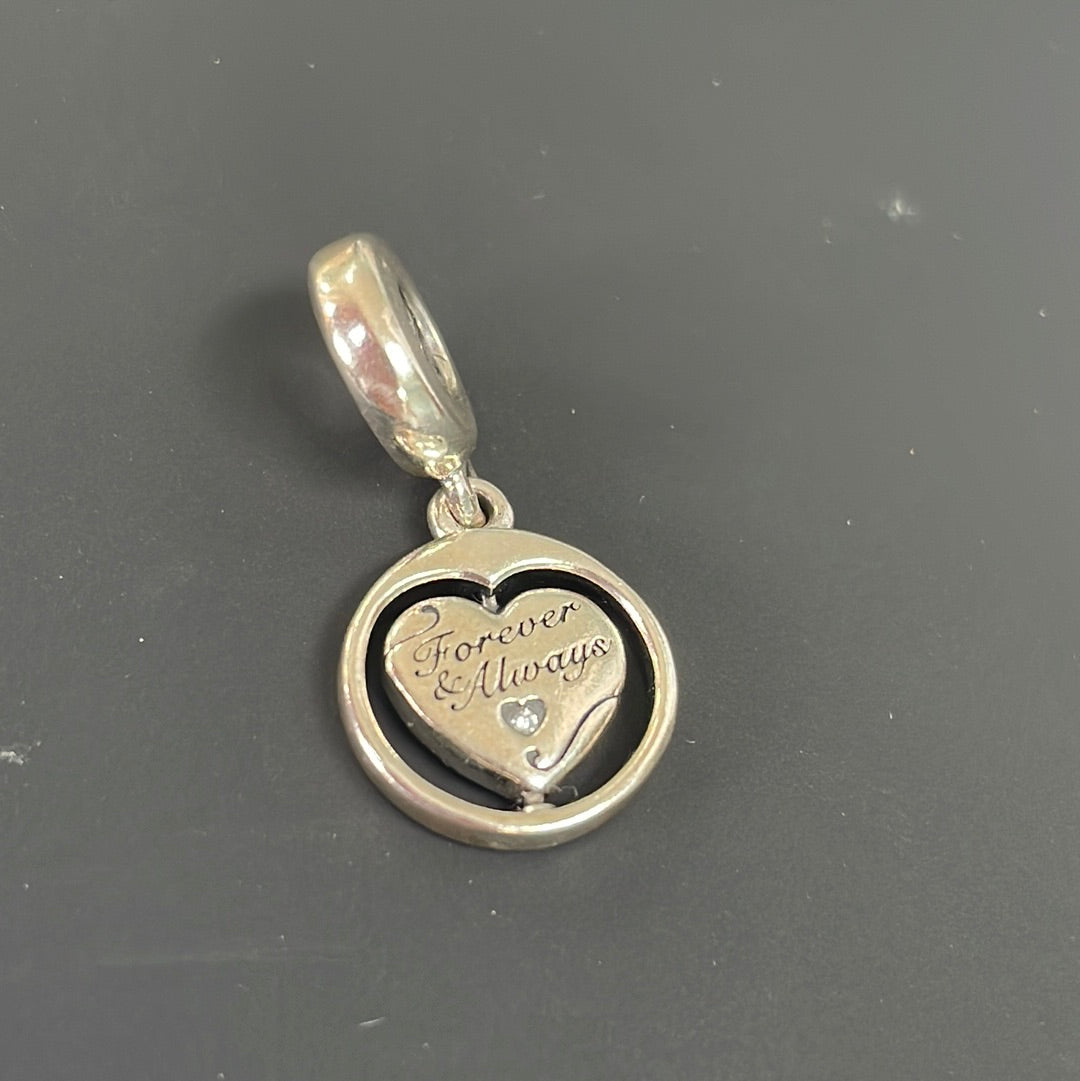Genuine Pandora Soulmate Always and Forever Spinning Dangle Charm