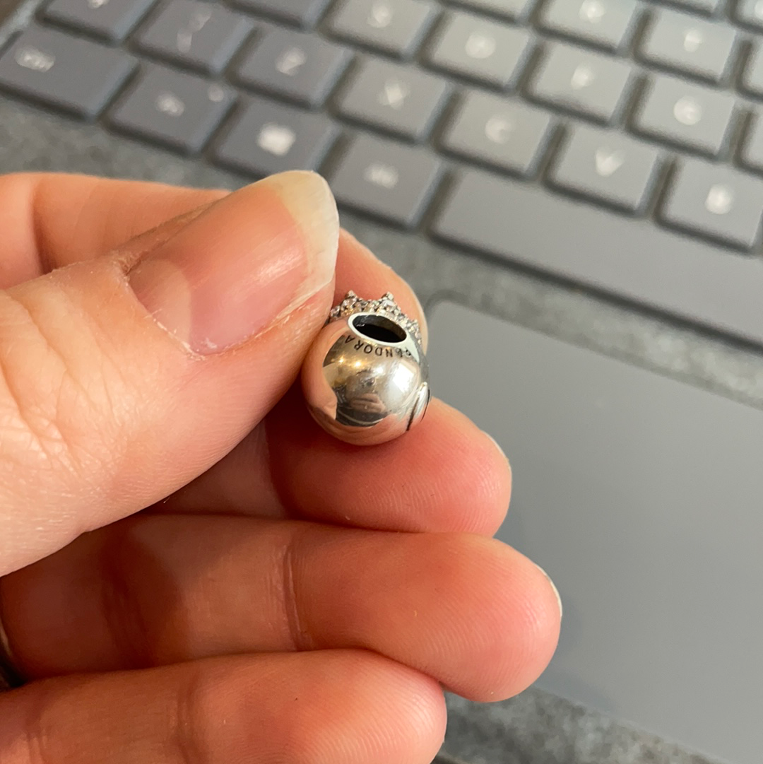 Genuine Pandora Princess Face Emoji Charm with Pave Crown