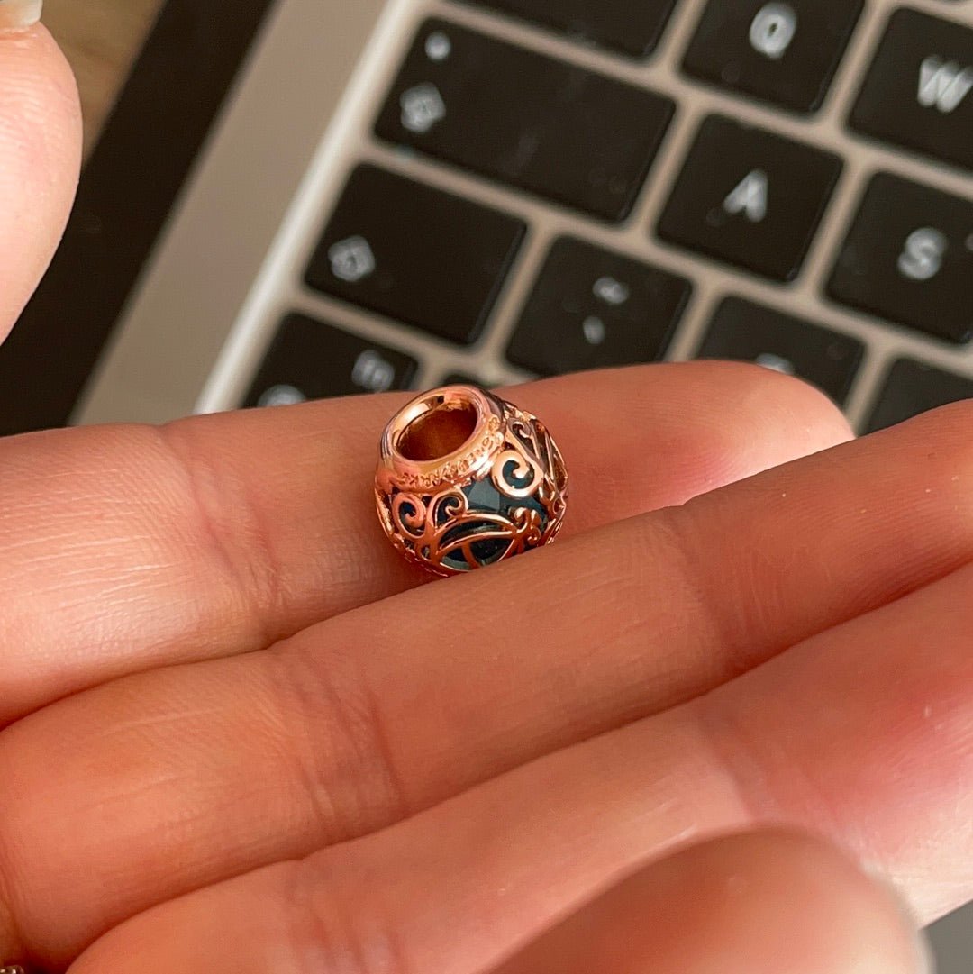 Genuine Pandora Rose Gold Disney Parks Carriage Princess Disney Pumpkin Charm With Blue Stone