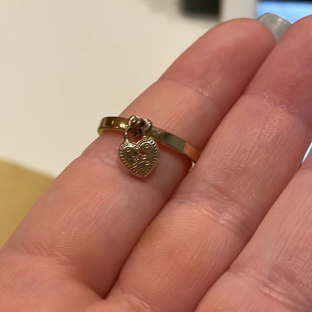 Genuine Pandora Rose Gold Dangle Padlock Heart Ring Size 60