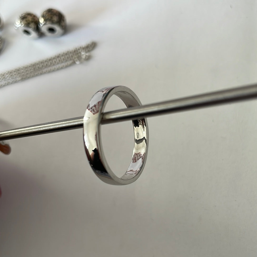 Plain Sterling Silver Thick Band Ring Size 60