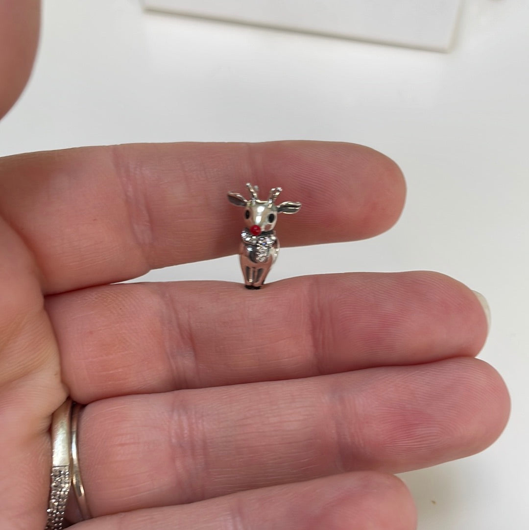 Genuine Chamilia Pave Christmas Reindeer Charm Rudolph