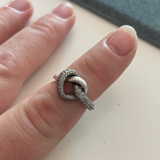 Genuine Pandora Open Large Twist Heart Pave Ring 58/60