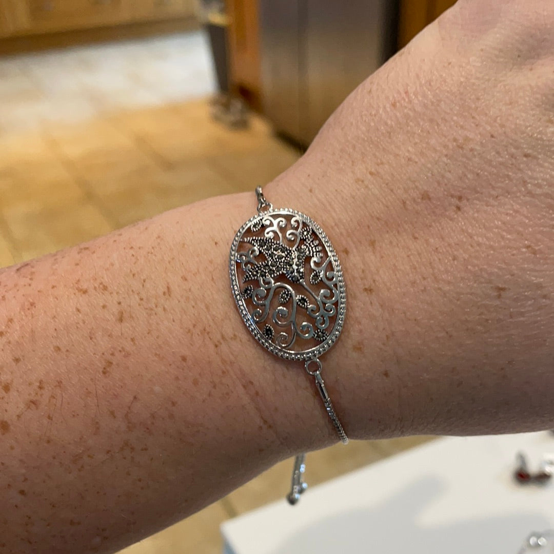 Brand New Sterling Silver Pave Hummingbird Tennis Sparkle Bracelet