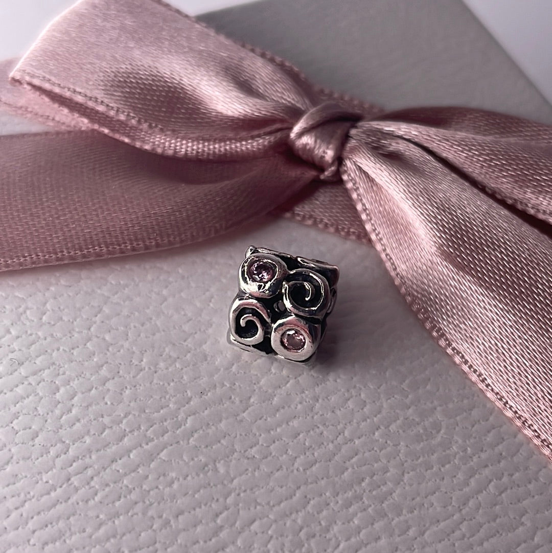Genuine Pandora CZ Stone and Swirl Retired Charm