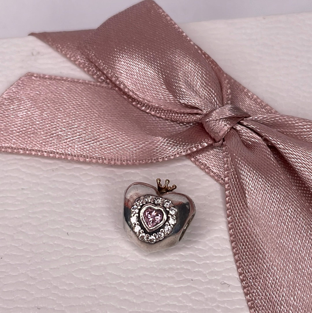 Genuine Pandora Two Tone Princess Heart with Gold crown