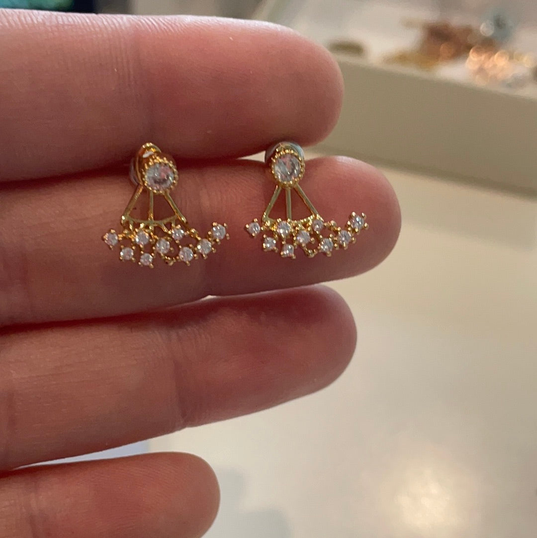 Brand New Gold Plated Pave Ear Cuff Earrings Beautiful!