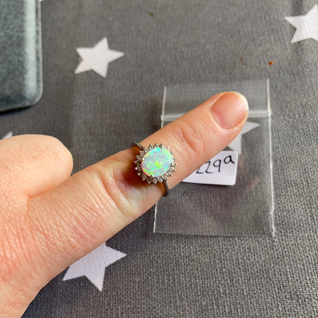 Unbranded But Beautiful Opal Ring with CZ in Size 52