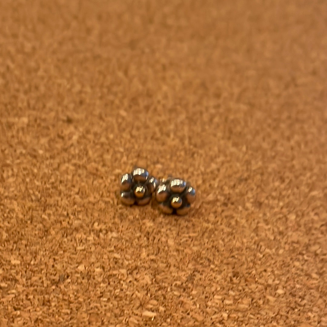 Genuine Pandora Two Tone Flower Earrings Studs Rare