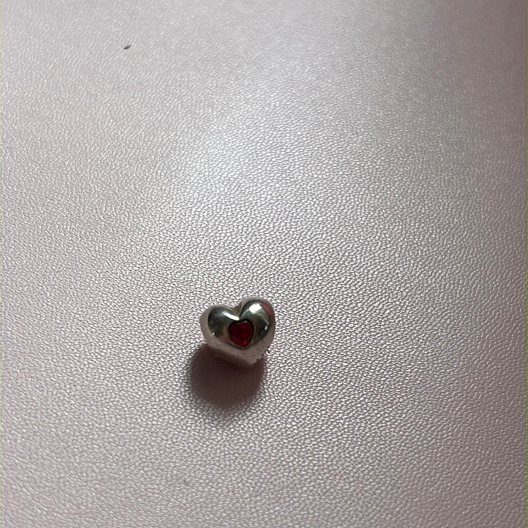 Genuine Chamilia Pave Red CZ Love Heart Charm With Red CZ Heart on the Back
