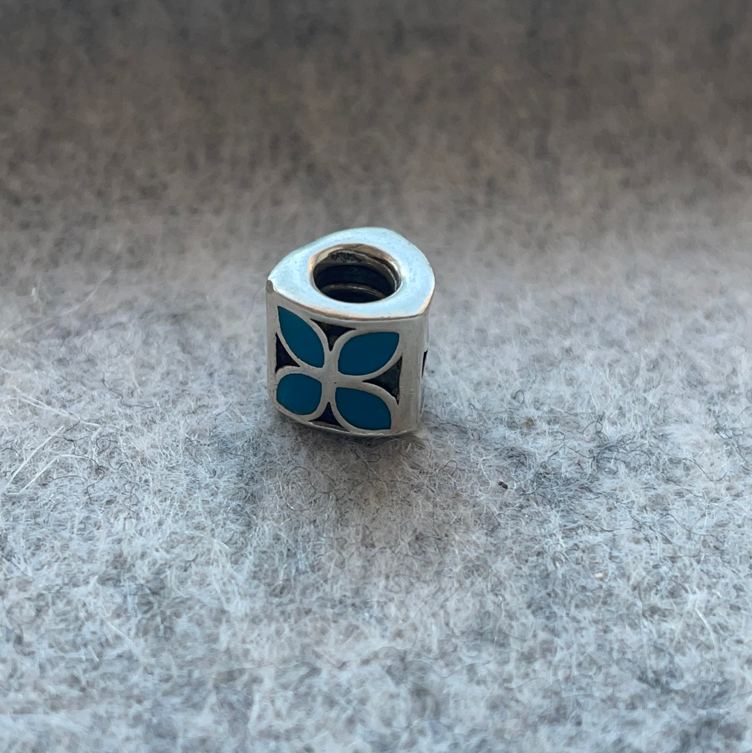 Genuine Pandora Pale Blue Enamel Flower Charm