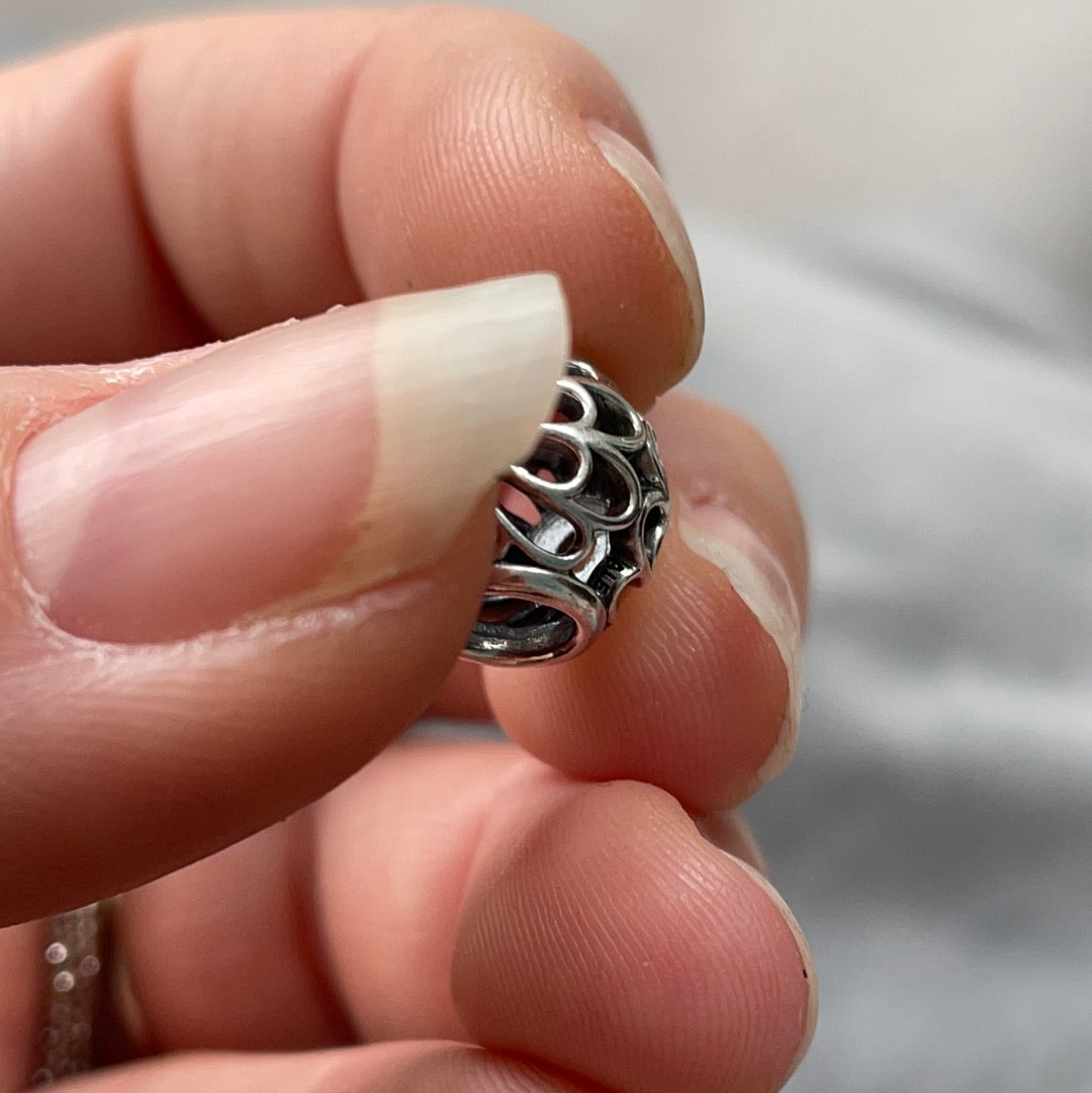 Genuine Pandora Two Tone Vintage Allure Openwork Peridot Charm
