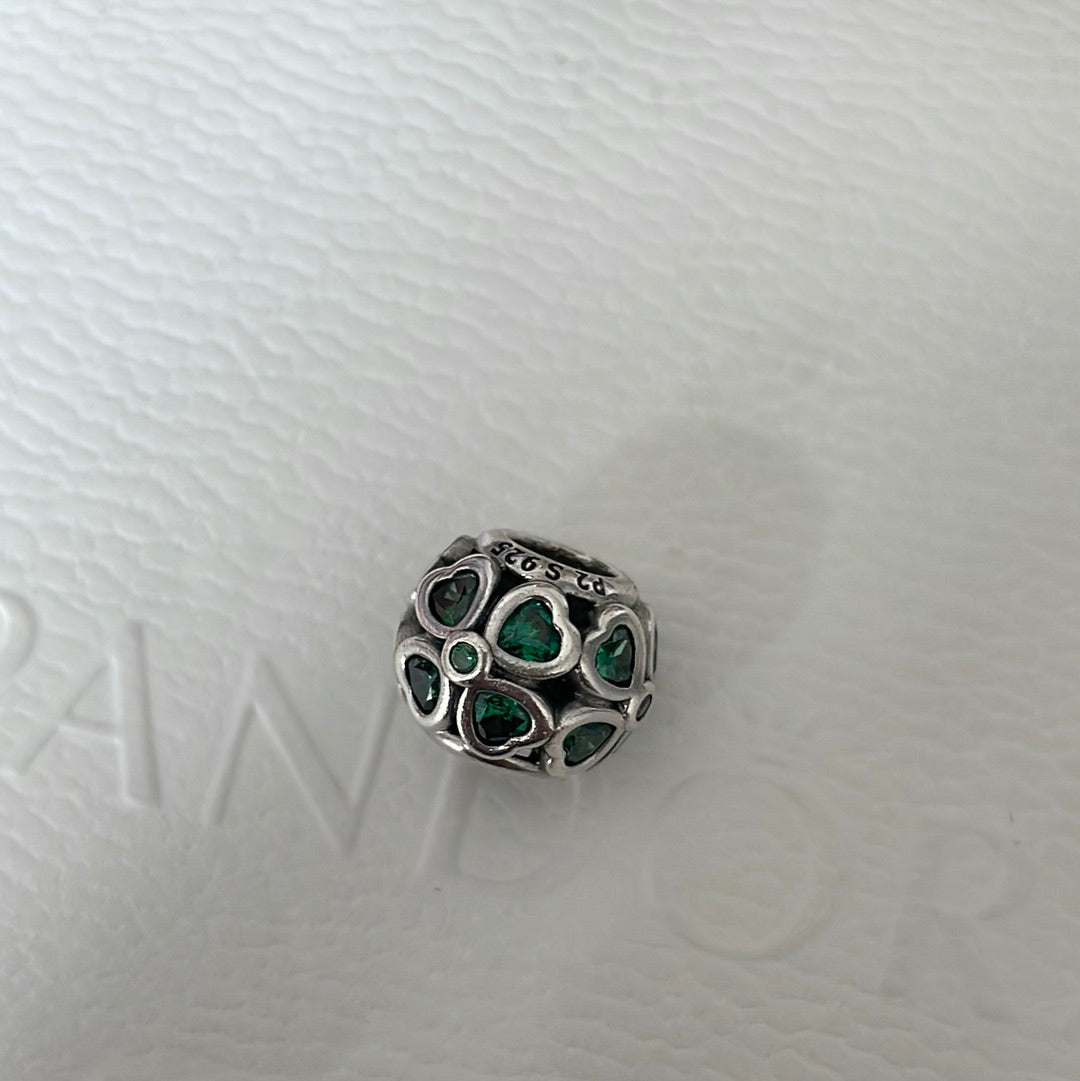 Genuine Pandora Clover Green Glass Charm Openwork ONE