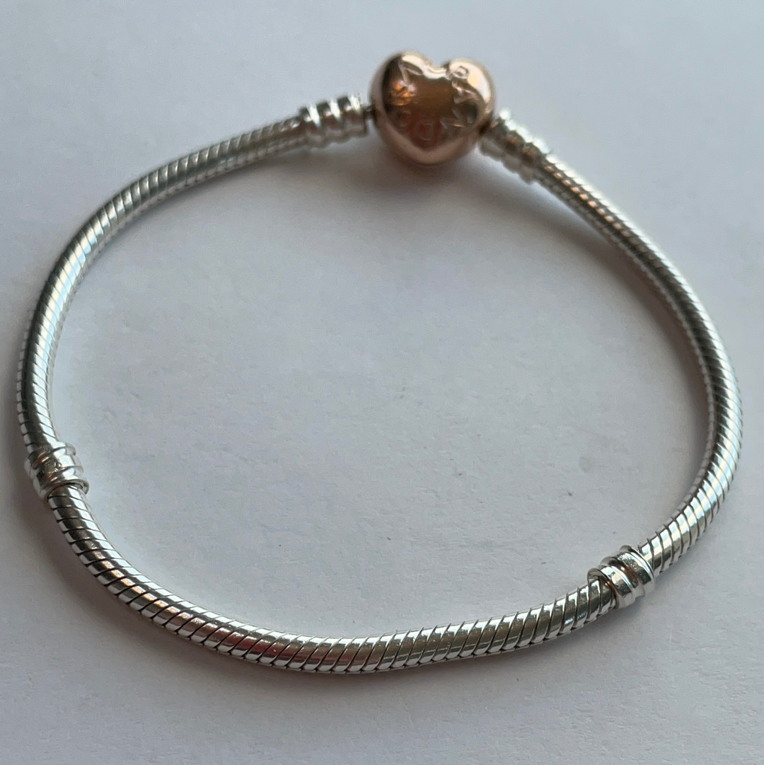 Genuine Pandora Rose Gold Heart Clasp Bracelet Various Sizes