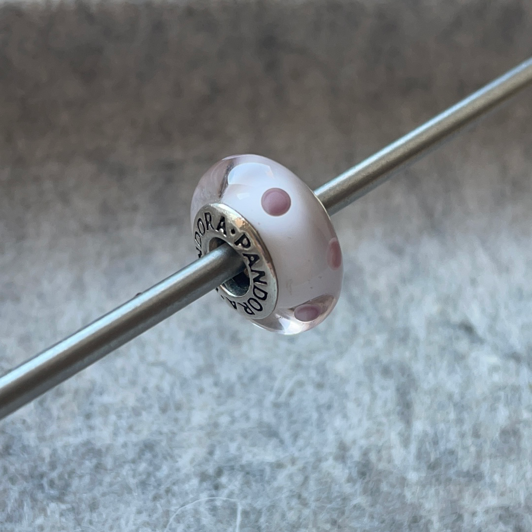 Genuine Pandora Pink or Blue Polka Dot Murano Charm VARIOUS COLOURS
