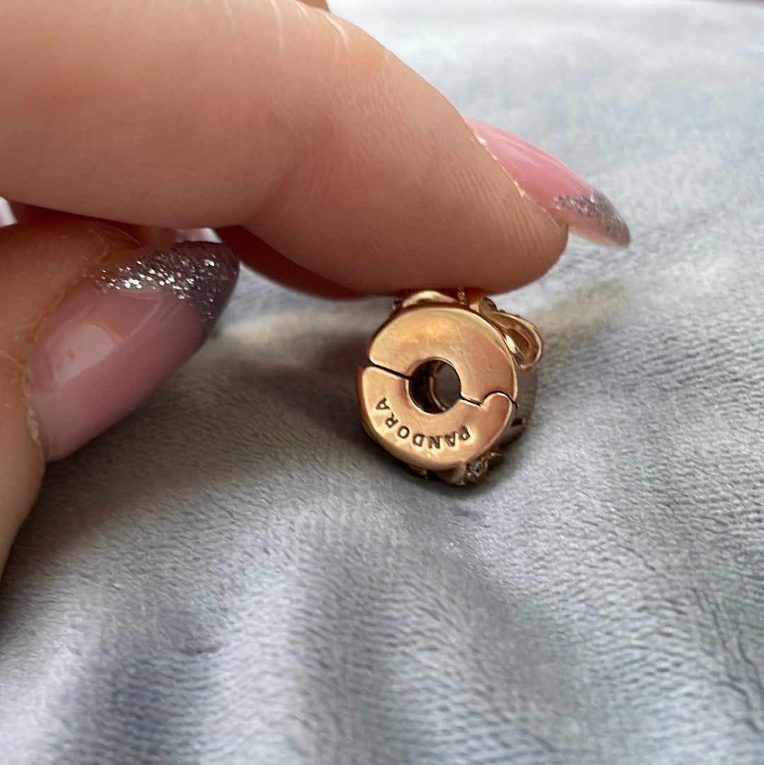 Genuine Pandora Rose Gold Pave Bow Clip x1