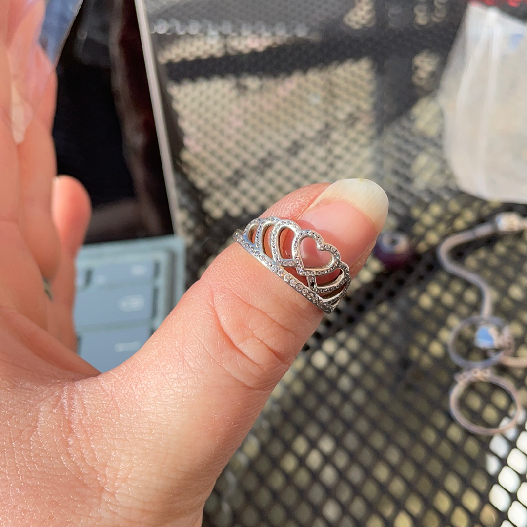 Genuine Pandora Princess Heart Tiara Ring Size