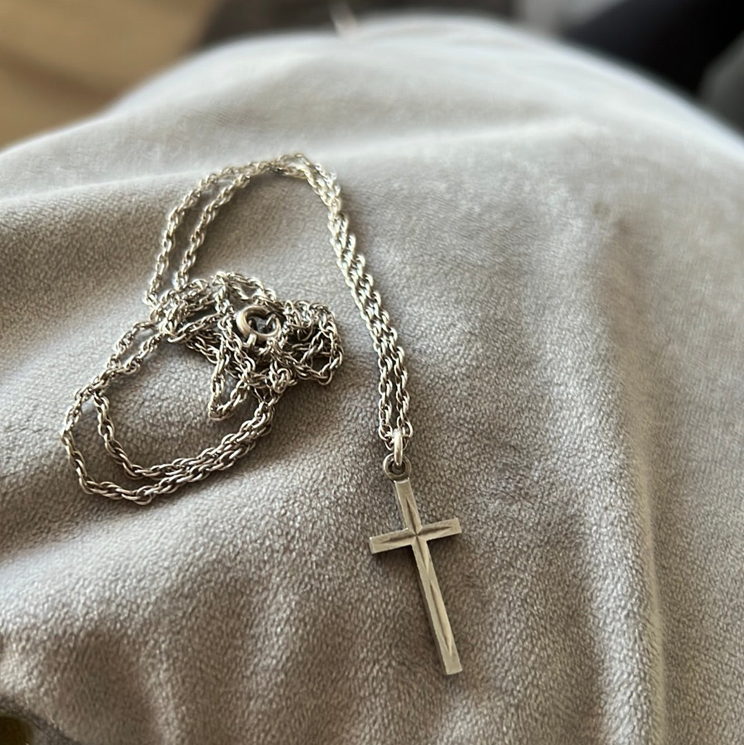 Sterling Silver Christian Cross Religious Necklace 60cm