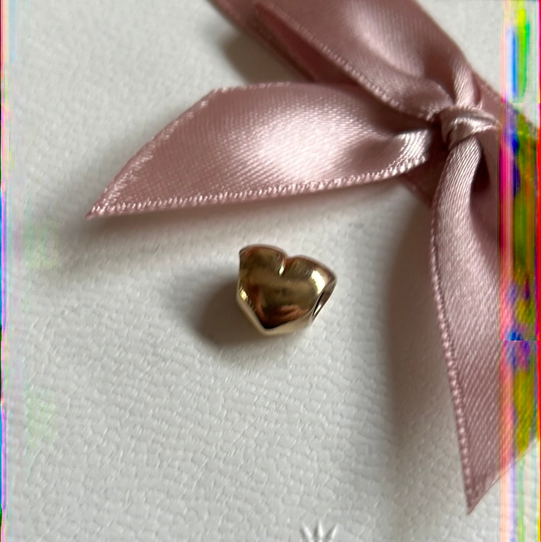 Genuine Pandora Solid Gold 14ct Puffed Heart Charm