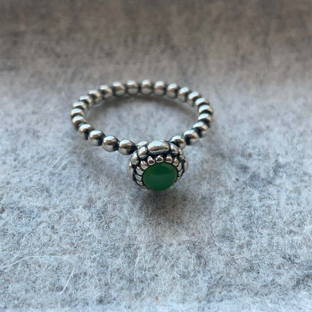 Genuine Pandora Ring Size 56 Green Birthstone