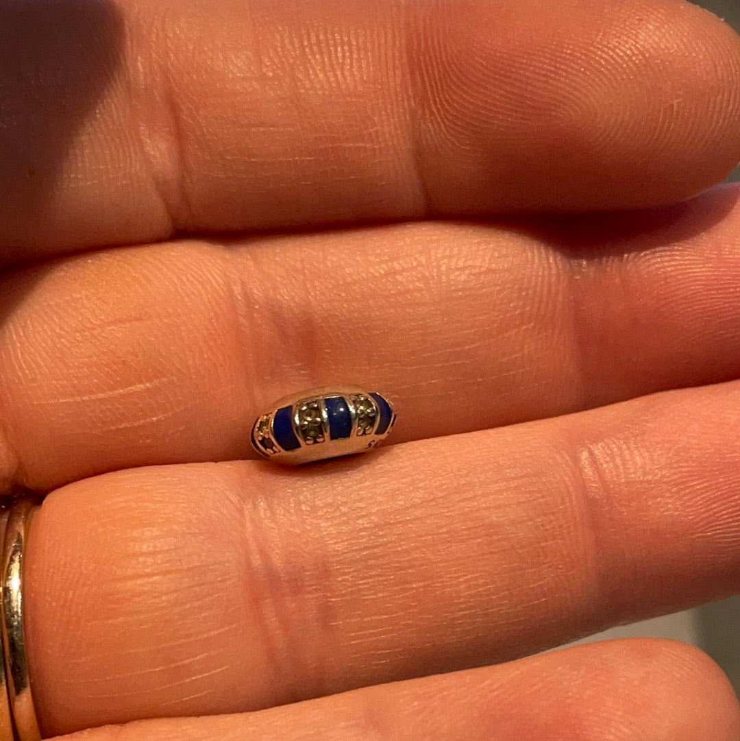 Genuine Pandora Blue Enamel Stripe Clear Stone Spacer