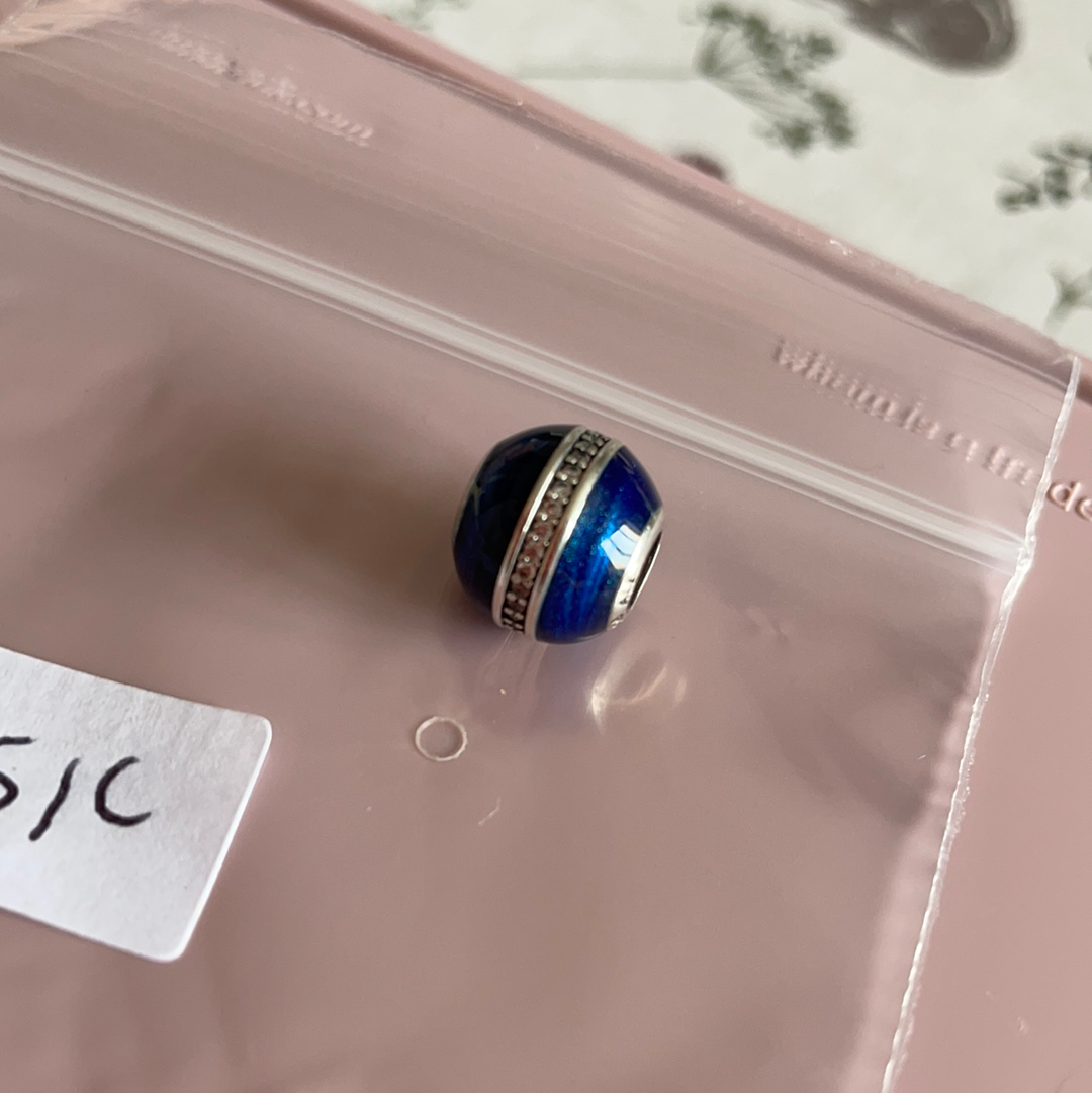 Genuine Pandora Blue Shimmer Enamel Pave Line Sky Charm