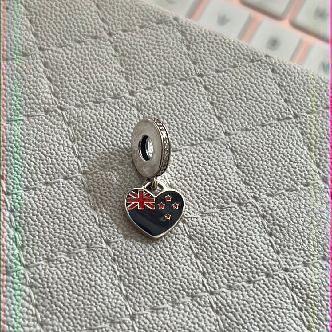 Genuine Pandora Enamel I Love NZ New Zealand Travel Charm