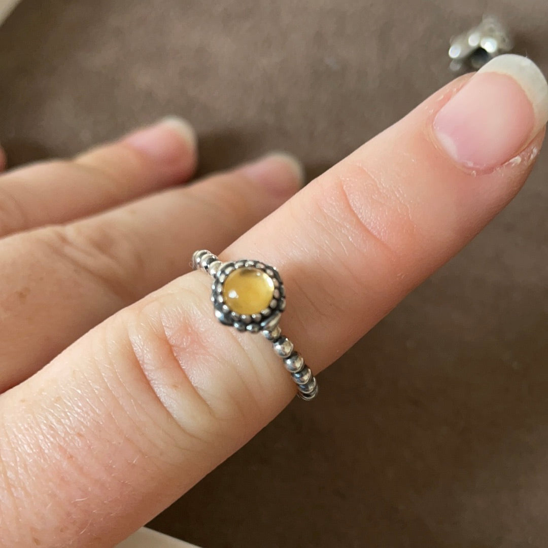 Genuine Pandora Yellow Birthstone Ring Size 54