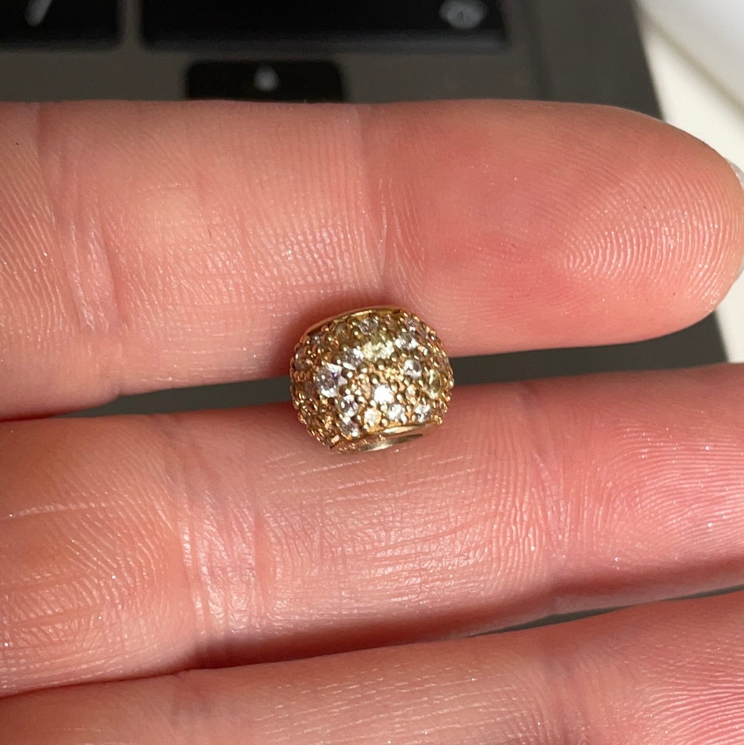 Genuine Pandora Shine Gold Pave Clear Stone Ball Charm