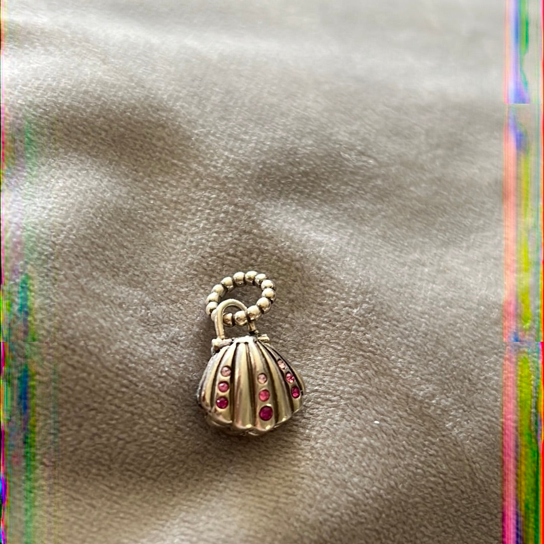 Genuine Chamilia Disney Ariel Pink Enamel Sea Shell CZ Dangle Charm