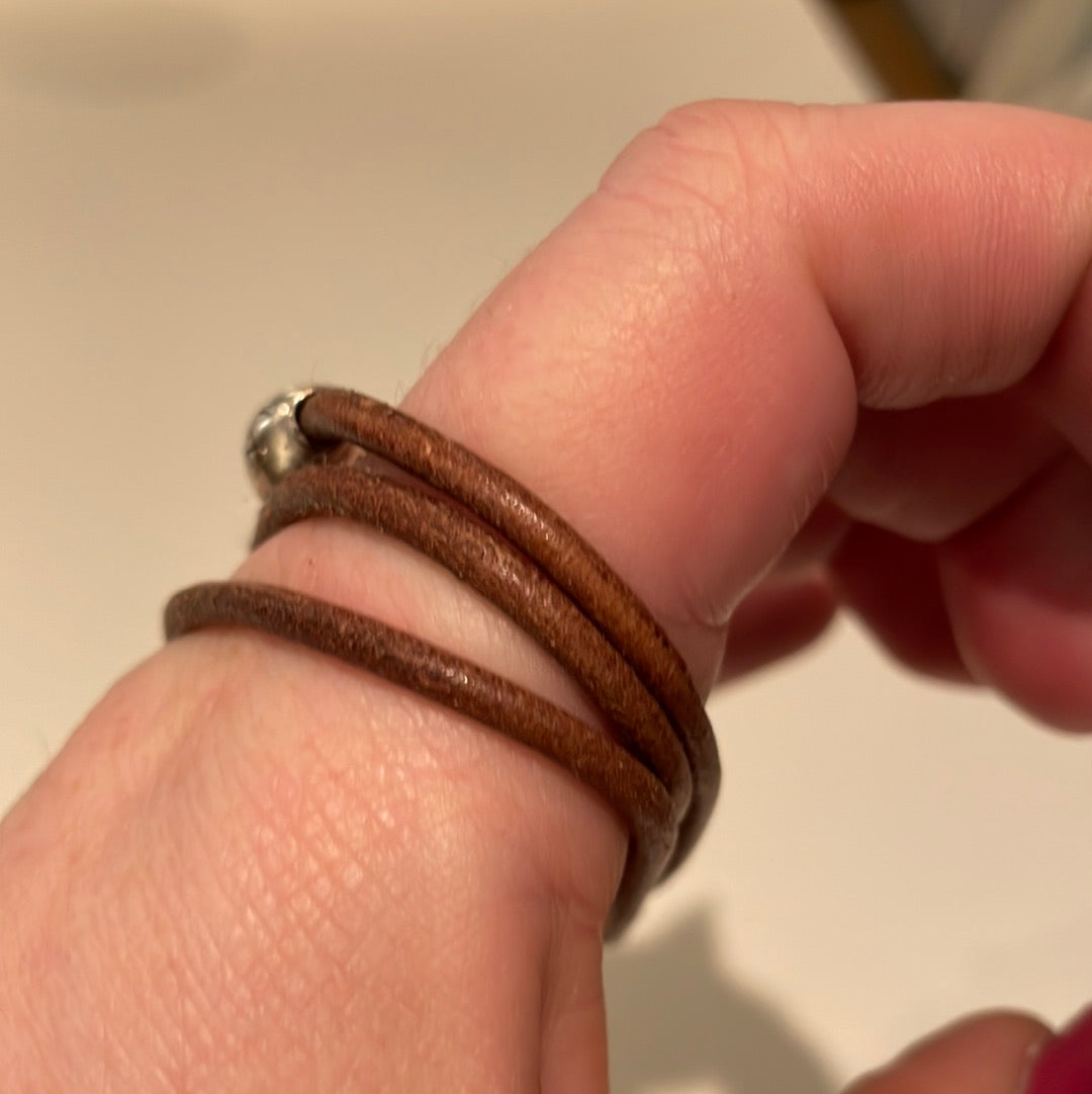 Genuine Pandora Tan Leather Triple Wrap Around Bracelet 57cm in total