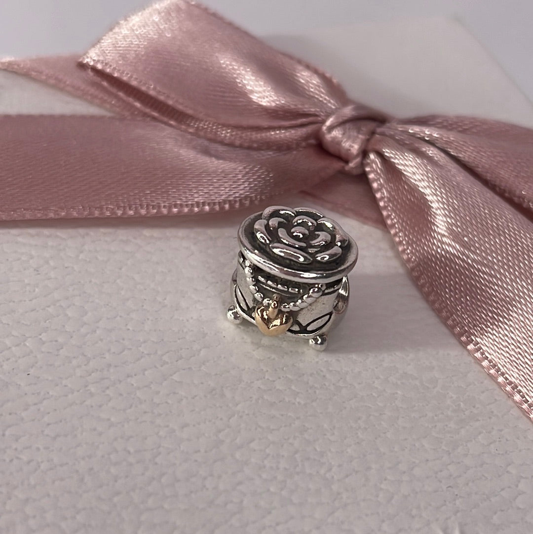 Genuine Pandora Two Tone Beautiful Jewellery Box Charm