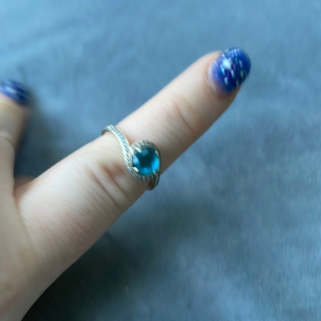 Genuine Pandora Radiant Embellishment Blue Stone Pave Ring 56